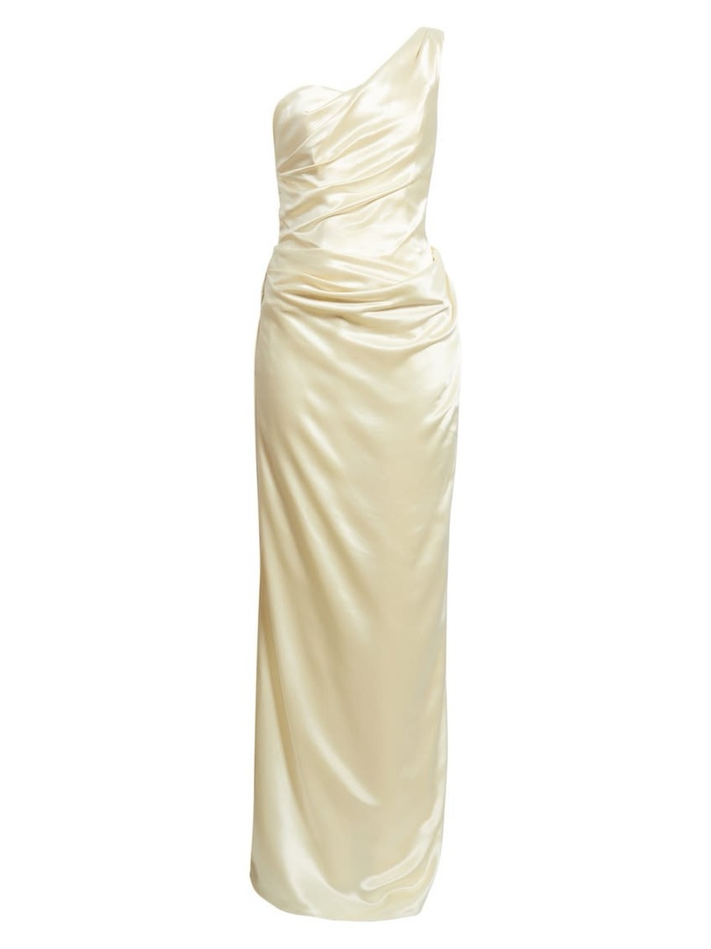 House of CB Lemon One Shoulder Satin Maxi Dress - Picture 4 of 9